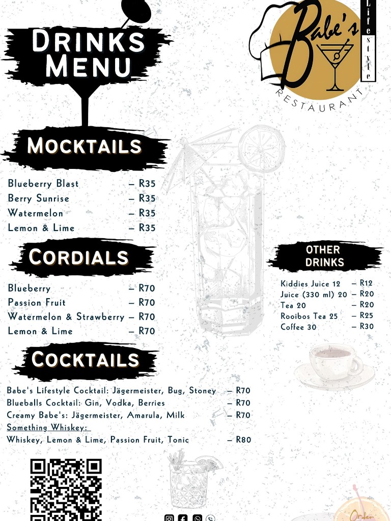 Babe's Restaurant — drinks menu